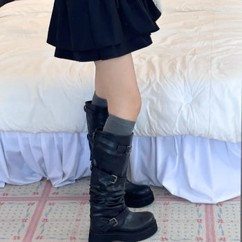 buckle long boots