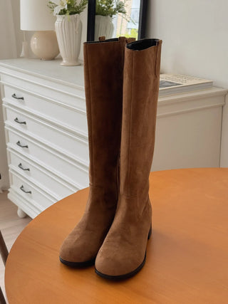 wide suede boots