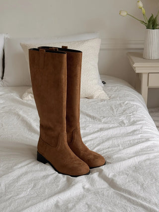 wide suede boots