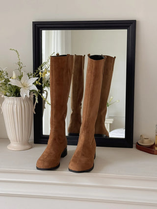 wide suede boots