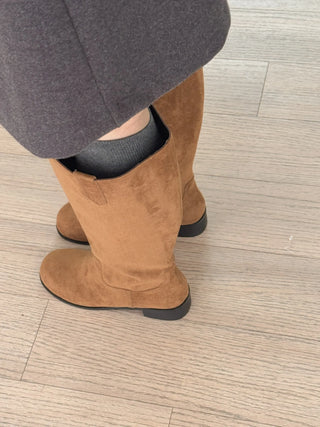wide suede boots