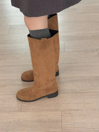 wide suede boots