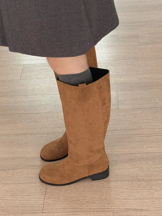 wide suede boots