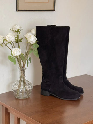 wide suede boots
