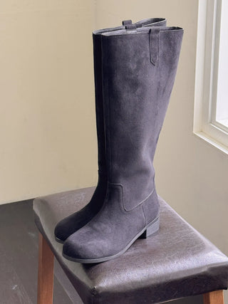 wide suede boots