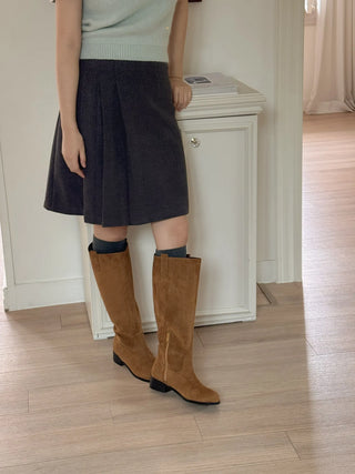 wide suede boots