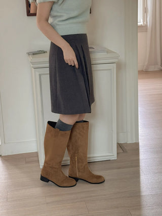 wide suede boots