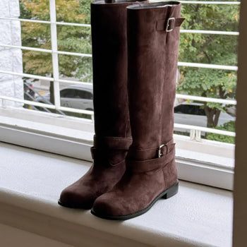 wide suede boots