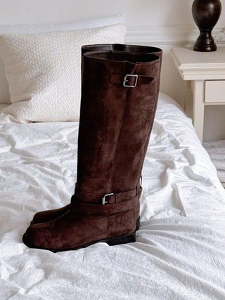 wide suede boots
