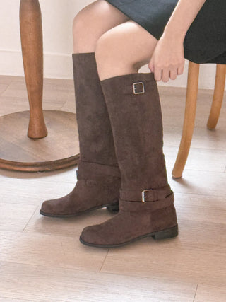 wide suede boots