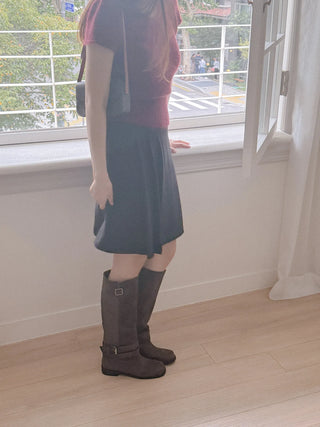wide suede boots