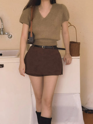 suede skirt pants