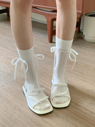 see-through ribbon sandals