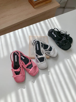 see-through ribbon sandals
