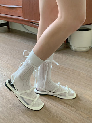 see-through ribbon sandals