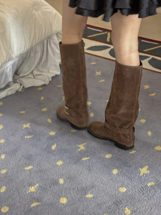 belted long boots