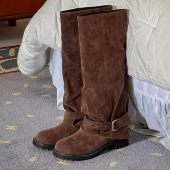 belted long boots
