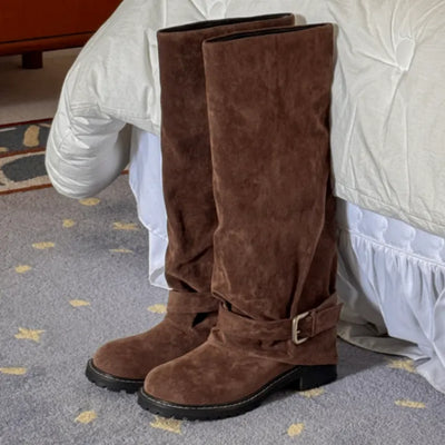 belted long boots