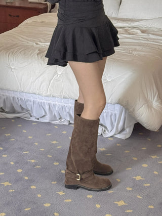 belted long boots