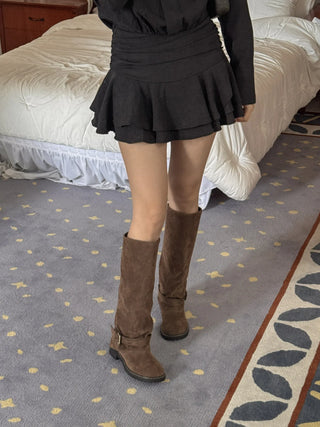 belted long boots