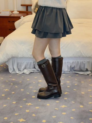 leather long boots