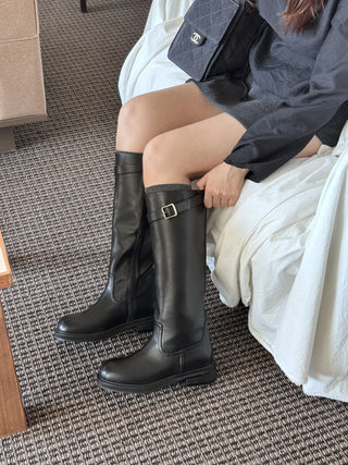 leather long boots