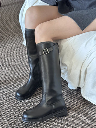 leather long boots