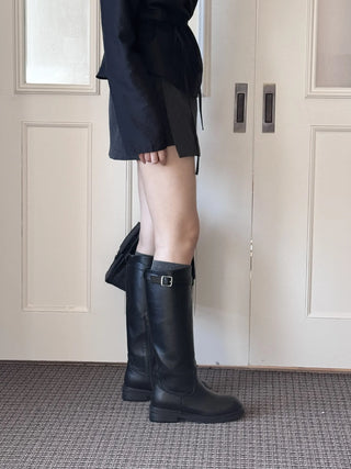 leather long boots