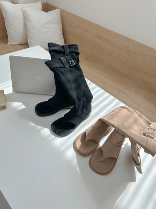 flip-flop buckle boots