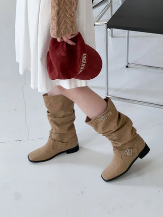 wide suede boots