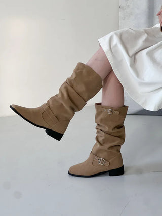 wide suede boots
