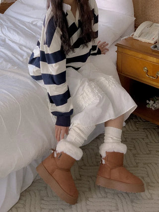 ribbon fur boots