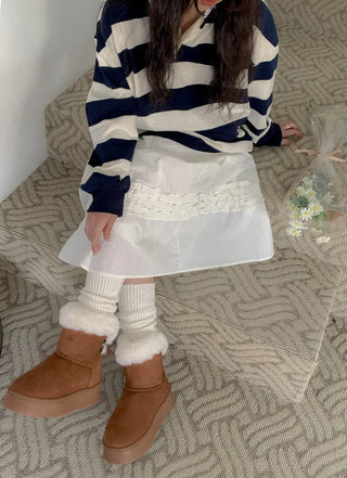 ribbon fur boots