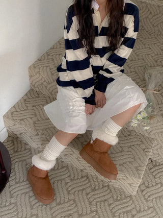 ribbon fur boots