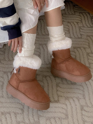 ribbon fur boots