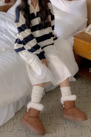ribbon fur boots