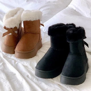 ribbon fur boots