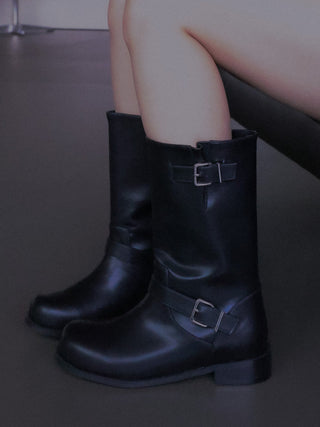 buckle suede boots