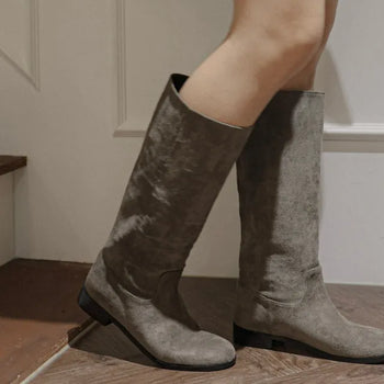 wide suede boots