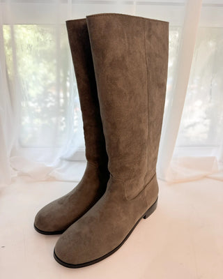 wide suede boots