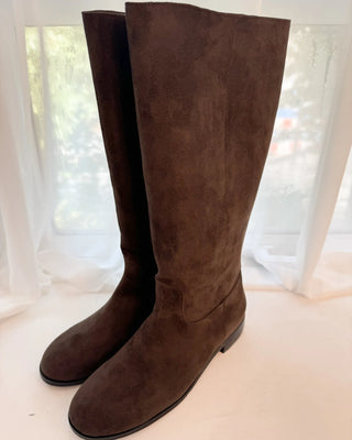 wide suede boots