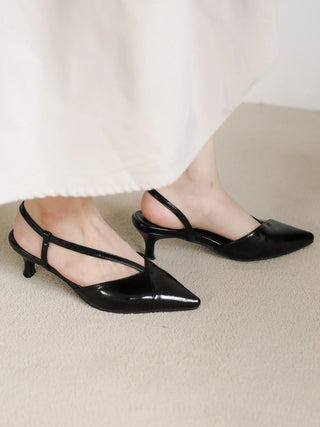 diagonal strap slingback