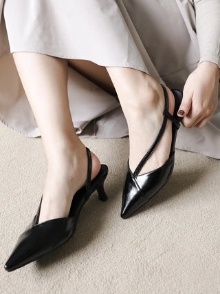 diagonal strap slingback