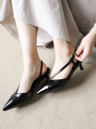 diagonal strap slingback