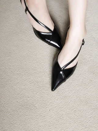 diagonal strap slingback