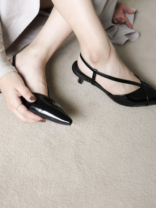 diagonal strap slingback