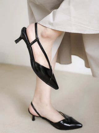 diagonal strap slingback