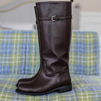 buckle long boots