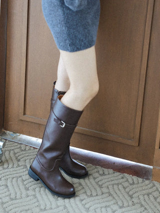 buckle long boots