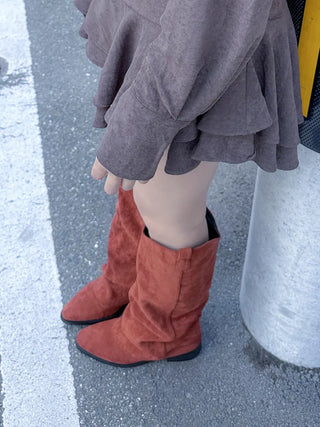 fold suede boots